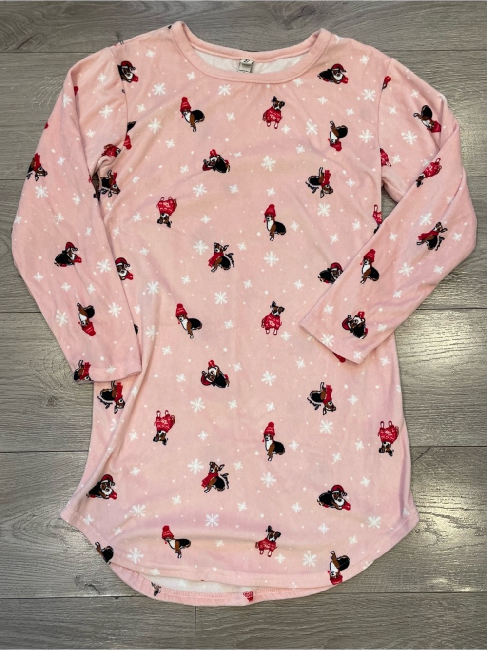 Pink Holiday Puppy Print pijama dress
